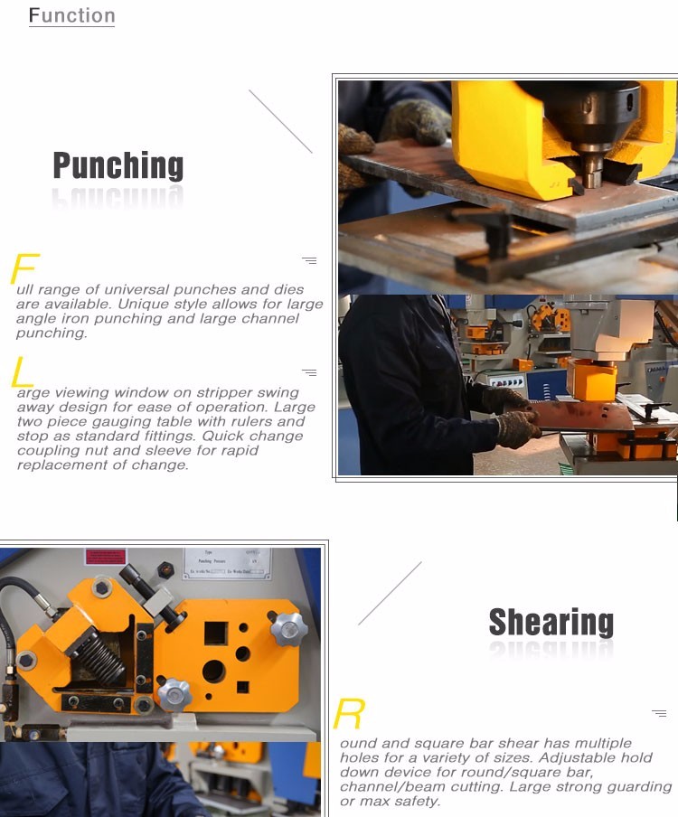 Multifunkční hydraulický žehlicí stroj řady Q35y kombinovaný stříhací a děrovací stroj